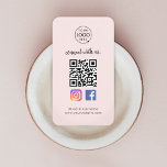 Instagram Facebook QR Code | Social Media Pink Business Card<br><div class="desc">A simple bold custom blush pink business scan to connect with us on Instagram and Facebook QR code business cards in a modern minimalist style. The versatile template can easily be updated with your company logo, graphic or photo, QR code, custom text and social media icons (Facebook & Instagram). The...</div>