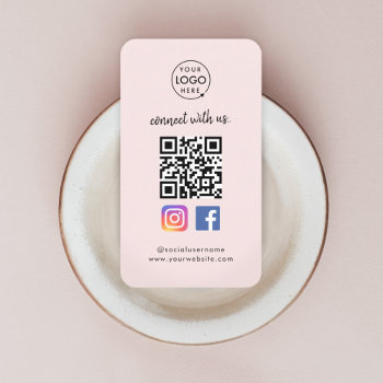 Instagram Facebook Qr Code | Social Media Pink Business Card by GuavaDesign at Zazzle