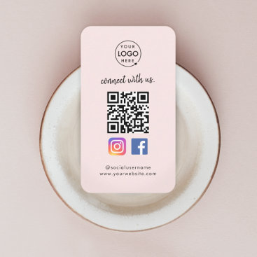 Instagram Facebook QR Code | Social Media Pink Business Card