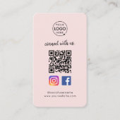 Instagram Facebook QR Code | Social Media Pink Business Card (Front)