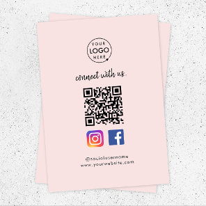 Instagram Facebook QR Code | Social Media Pink Enclosure Card
