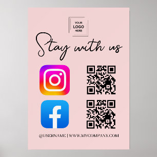 Instagram & Facebook Social Media Wood Block Sign