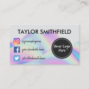 Instagram facebook twitter aura holo gradient business card