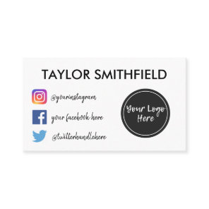 Instagram facebook twitter business card