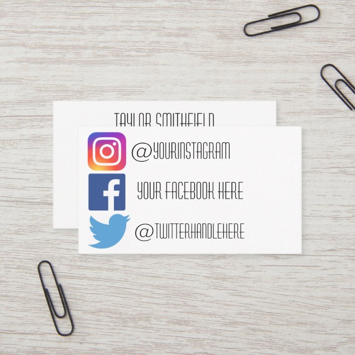 Instagram Facebook Twitter Business Card Zazzle Com