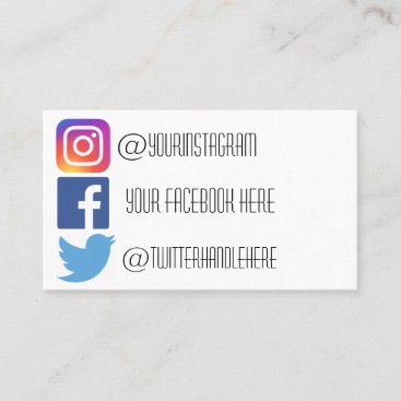 Instagram facebook twitter business card