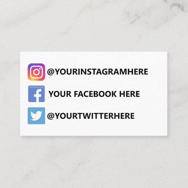 Instagram Facebook Twitter Business Card (Front)