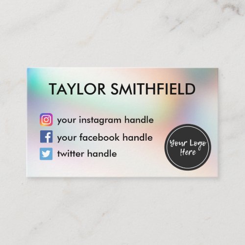 Instagram facebook twitter holo gradient business card
