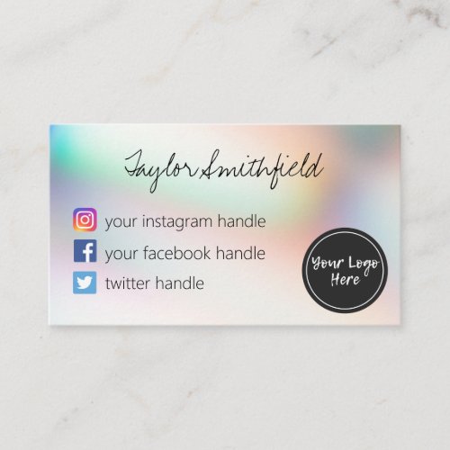 Instagram facebook twitter holo gradient business card