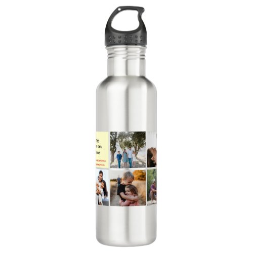 Instagram Family Photos 10 Photo Collage  Stainless Steel Water Bottle