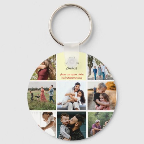 Instagram Family Photos 9 Photo Collage Keychain