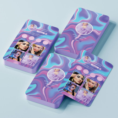 Instagram Follow Me Photo Grid Holographic Design Business Card