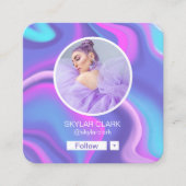 Instagram Follow Me Photo Watercolor Hologram Square Business Card | Zazzle