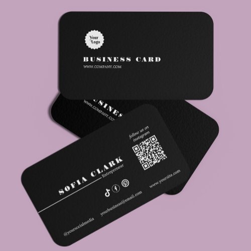 Instagram Follow Us Qr Code Black  White Business Card