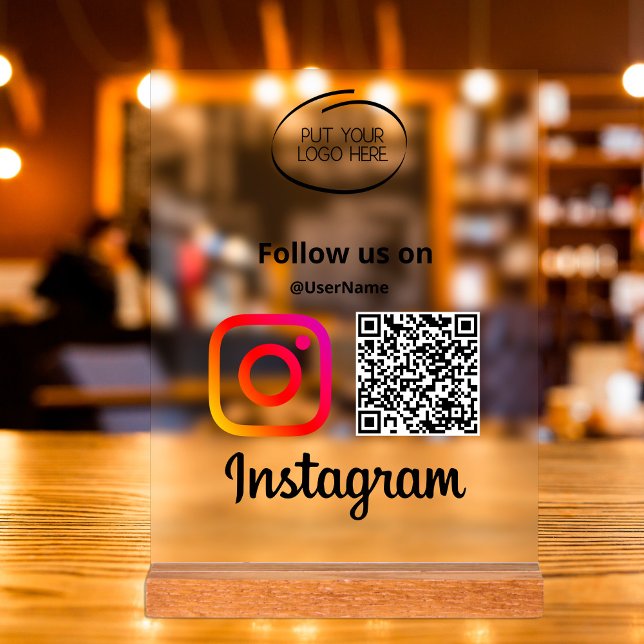 Instagram Follow Us Qr Code Modern  Acrylic Sign (Instagram Follow Us Qr Code Modern Acrylic Sign)