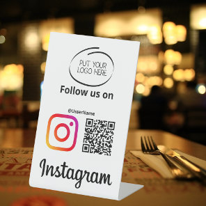 Instagram Follow Us Qr Code Modern  Pedestal Sign