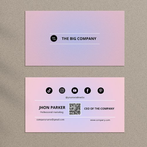 Instagram Follow Us Qr Code Pink Modern Business Card