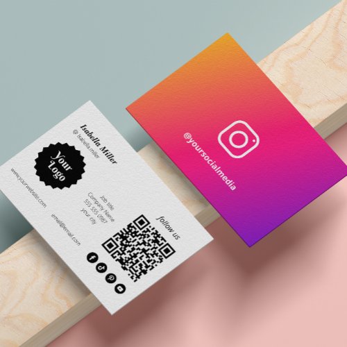 Instagram Follow Us Qr Code Promotional Modern Business Card