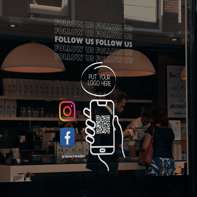 Instagram Follow Us Qr Code White Window Cling (Instagram Follow Us Qr Code White Window Cling)
