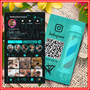 Instagram Hair Stylist Barber Shop Scan to Connect Business Card
