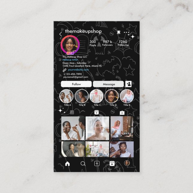 Instagram Halloween  Business Card (Front)