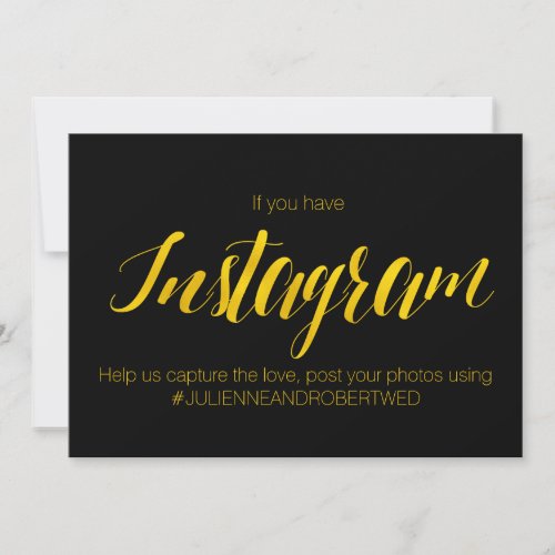 Instagram Hashtag Faux Gold Foil Wedding Sign Invitation
