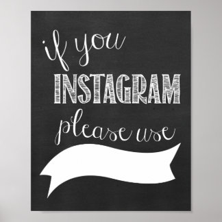 Instagram Hashtag Wedding Chalkboard Poster