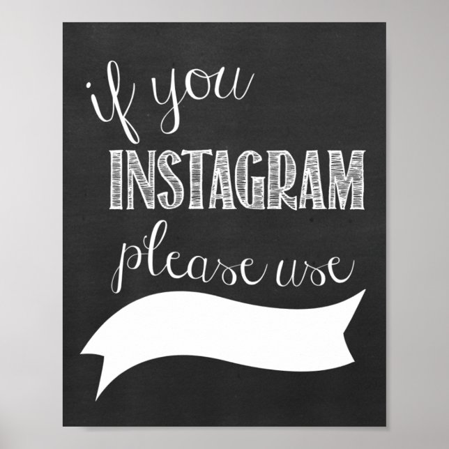 Instagram Hashtag Wedding Chalkboard Poster (Front)