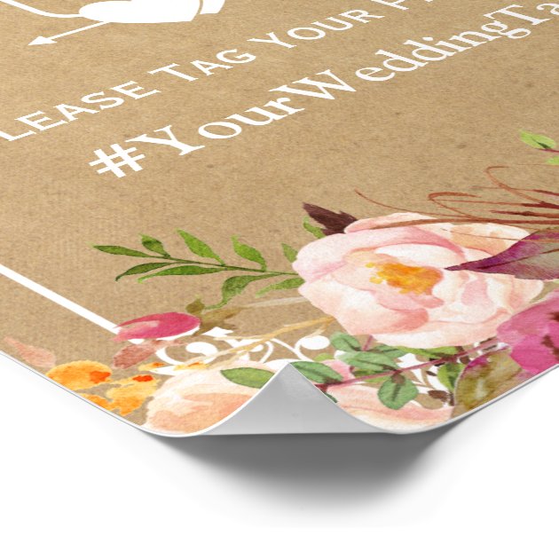 Instagram Hashtag Wedding Sign | Floral Kraft