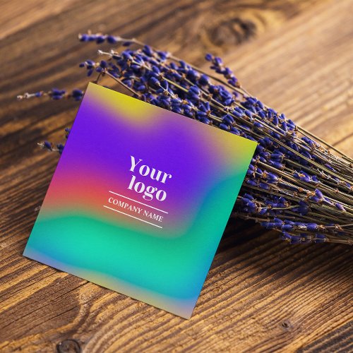 Instagram Holographic Gradient Social Media Icons Square Business Card