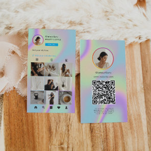 Instagram Holographic QR Code 10 Photo Grid Business Card