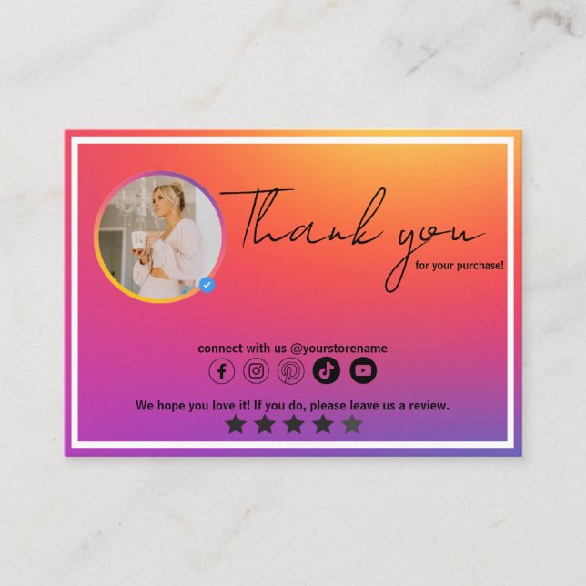 Instagram Influencer | Professional Thankyou Cards (Front)