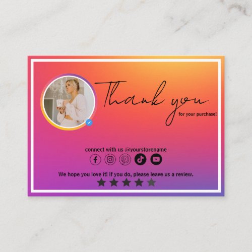 Instagram Influencer  Thankyou Business Card