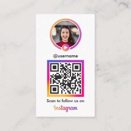 Instagram Influencer Vlogger Photo With QR Code Business Card