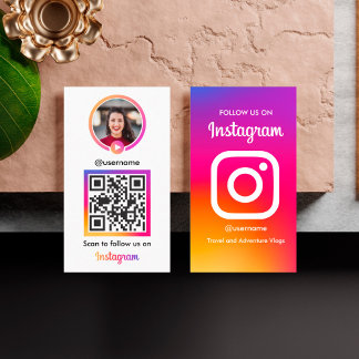 Instagram Influencer Vlogger Photo With QR Code Business Card