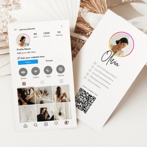 Instagram Light Theme QR Code 7 Photo Social Media Business Card