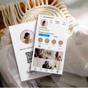 Instagram Light Theme QR Code 7 Photo Social Media Business Card