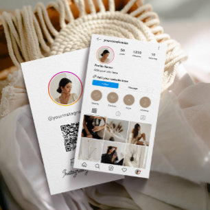 Instagram Light Theme QR Code 7 Photo Social Media Business Card
