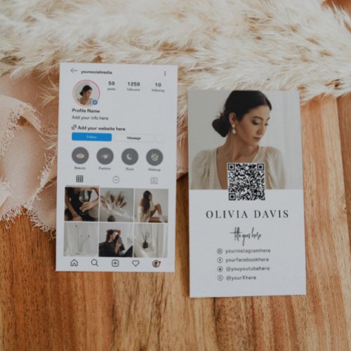 Instagram Light Theme QR Code 7 Photo Social Media Business Card