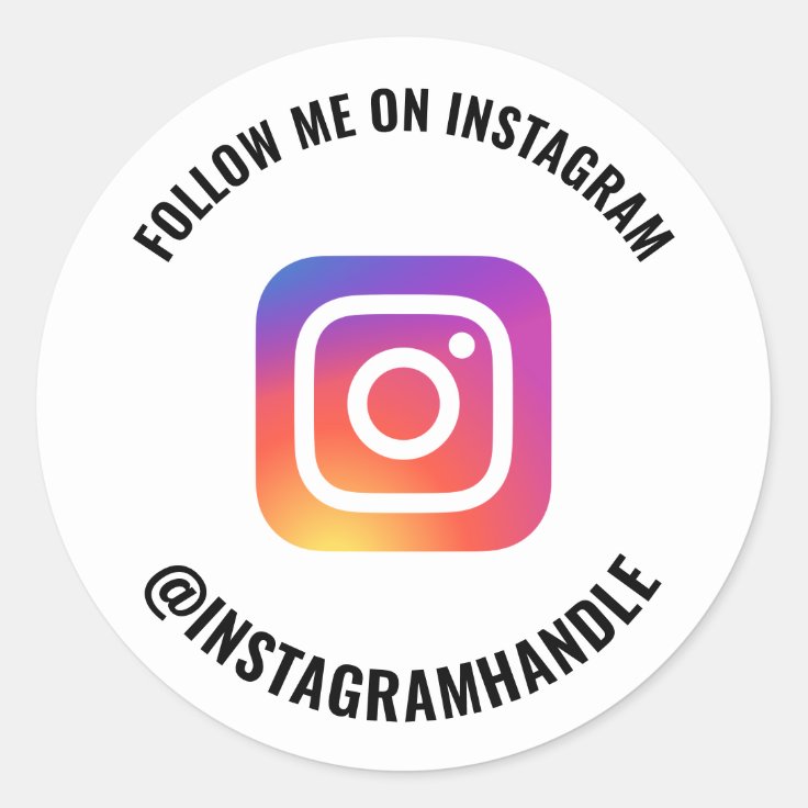 Instagram logo follow me social media marketing classic round sticker ...
