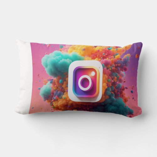 instagram logo in coloueful air show lumbar pillow
