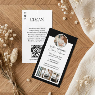 Instagram Luxury Home Cleaning Photo QR Code Business Card