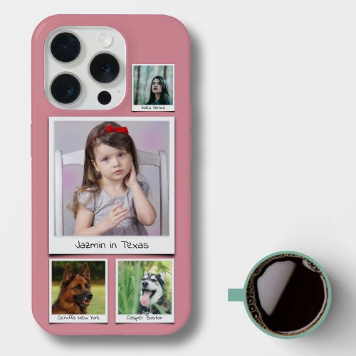 Instagram Memories Collage 4 photo Dusty Pink iPhone 15 Pro Case