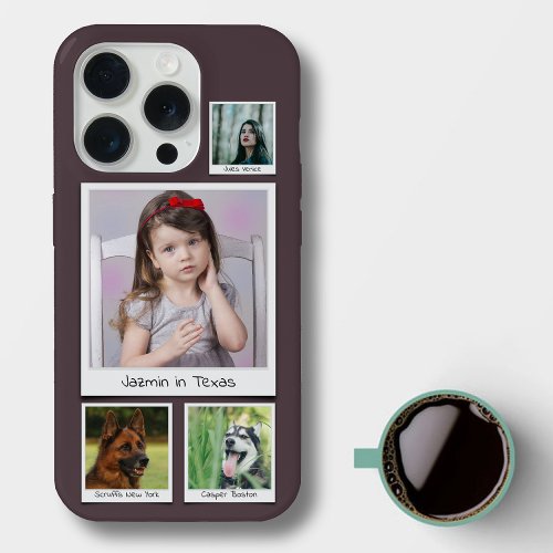 Instagram Memories Collage 4 photo Eggplant Purple iPhone 15 Pro Case
