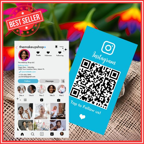 Instagram Modern Blue QR Code  Social Media  Business Card