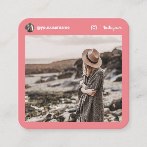 Instagram modern photo social media minimal pink calling card