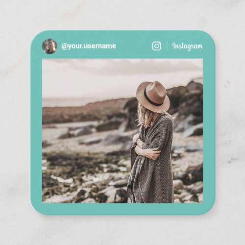 Instagram modern photo social media minimal teal calling card