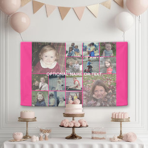 Instagram Photo Collage 14 - Can edit Hot Pink Banner