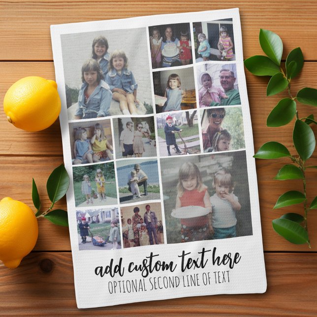 Instagram Photo Collage - 14 photos - script text Kitchen Towel (Personalized Kitchen Towel with photos and text - Makes a great gift)