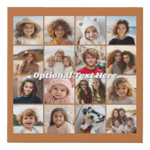 Instagram Photo Collage - 16 photos Can Edit Color Faux Canvas Print
